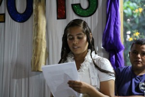 The Valedictorian gives her speech!