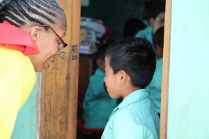Pastor Carol talking to one of the (hopefully) future PathLight students.