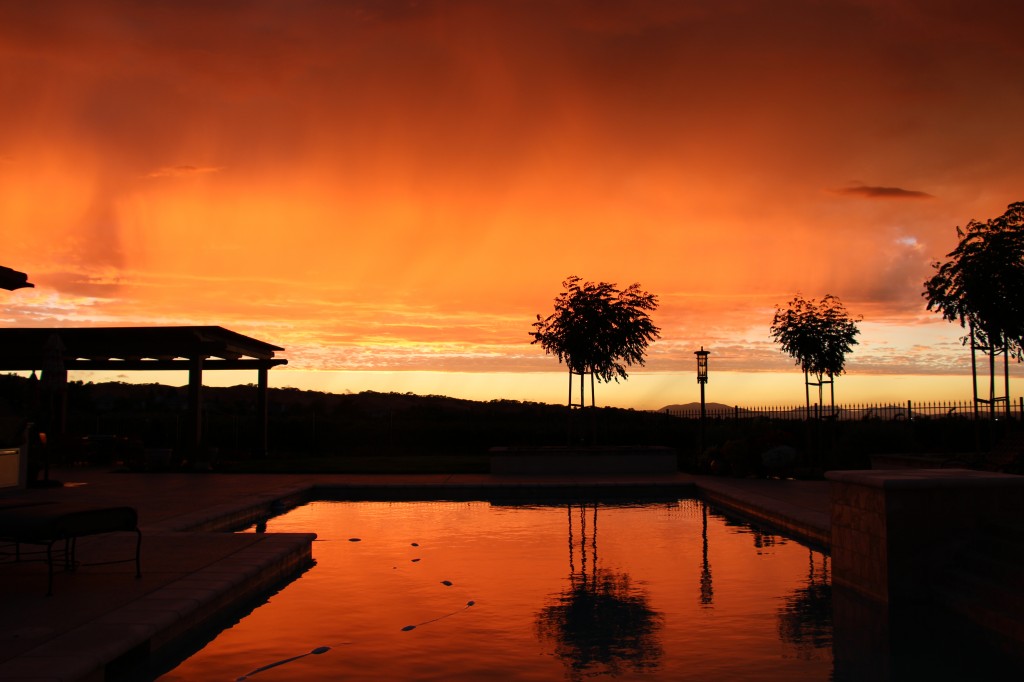 God was showing off with this sunset. It even lit up our swimming pool!