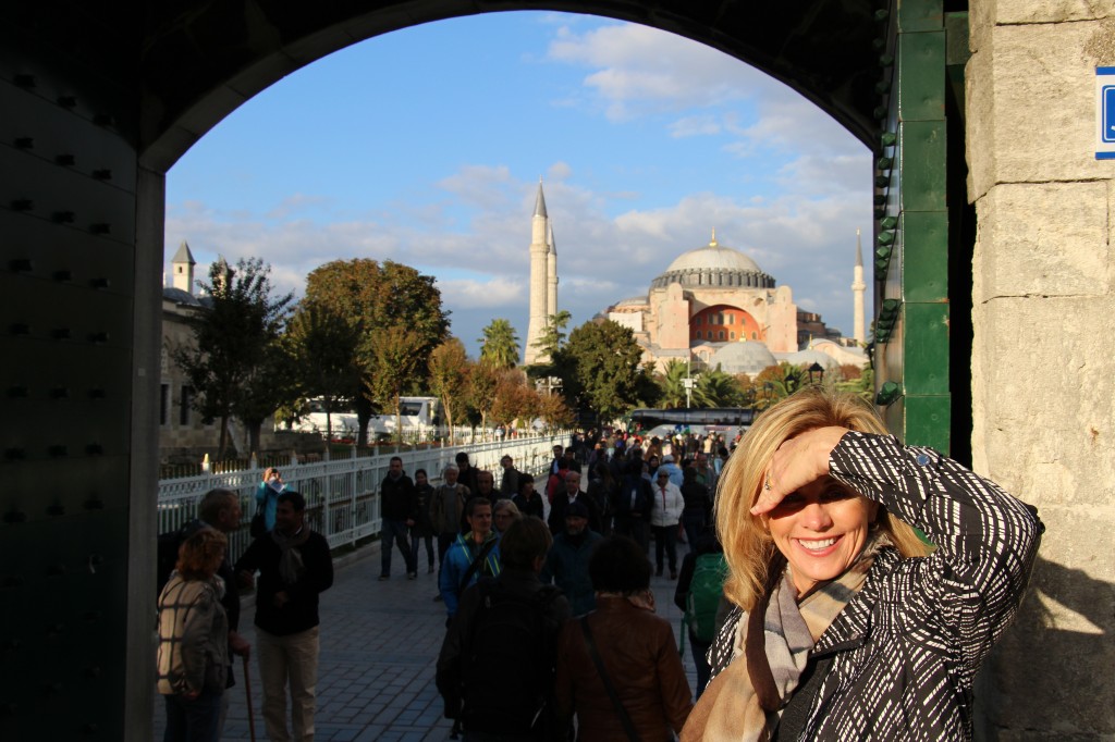 D'Aun with the Aya Sophia in the background.