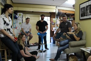 Ash and Anji speaking with us in their home.